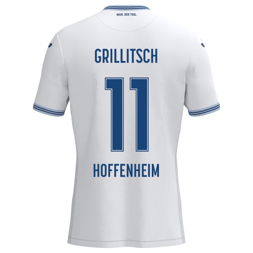 Hombre Camiseta Florian Grillitsch #11 Blanco Azul 2ª Equipación 2024/25 La Camisa México