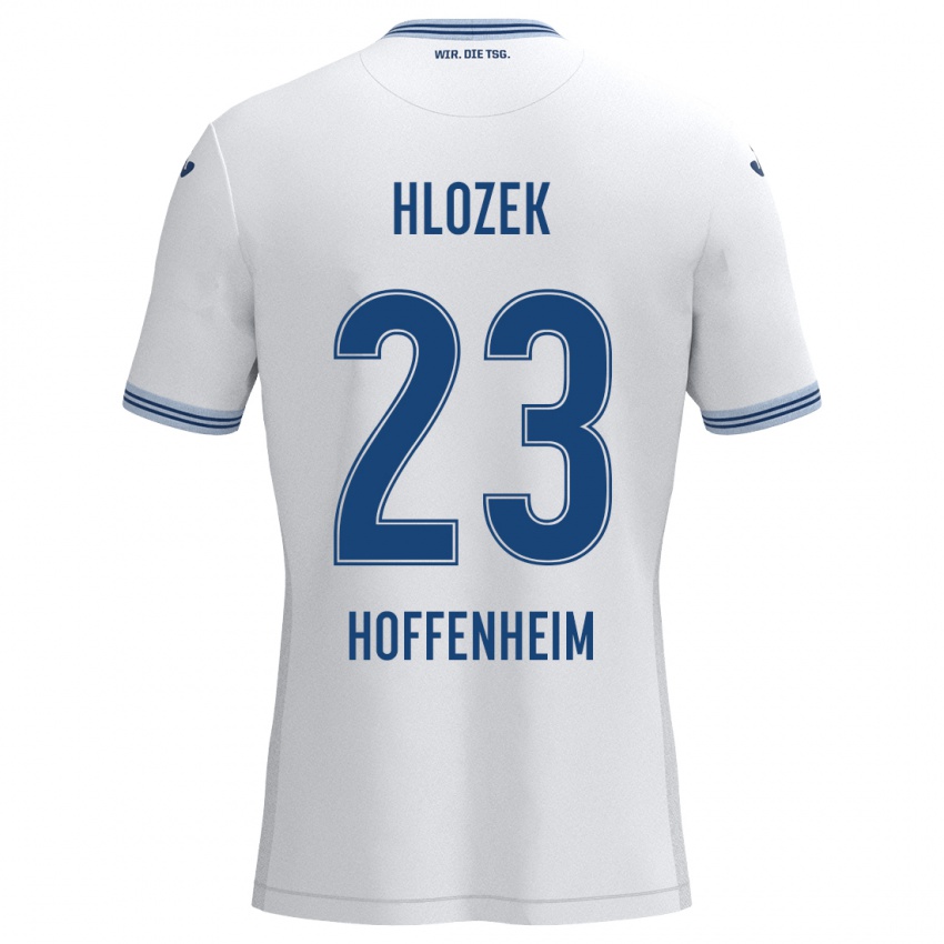 Hombre Camiseta Adam Hlozek #23 Blanco Azul 2ª Equipación 2024/25 La Camisa México