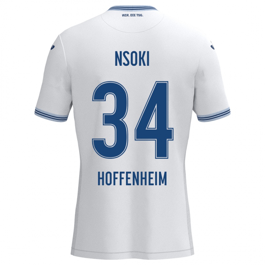 Hombre Camiseta Stanley Nsoki #34 Blanco Azul 2ª Equipación 2024/25 La Camisa México