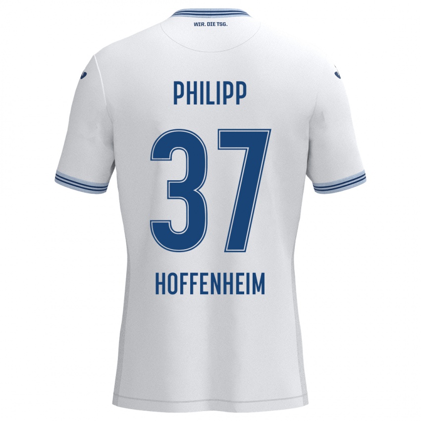 Hombre Camiseta Luca Philipp #37 Blanco Azul 2ª Equipación 2024/25 La Camisa México