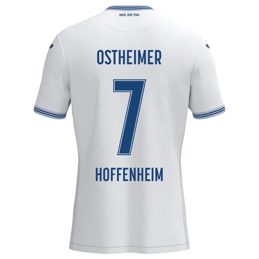 Hombre Camiseta Nevio Ostheimer #7 Blanco Azul 2ª Equipación 2024/25 La Camisa México