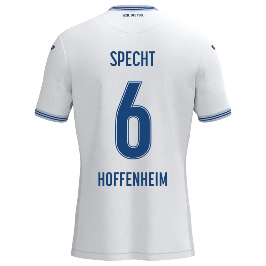 Hombre Camiseta Michaela Specht #6 Blanco Azul 2ª Equipación 2024/25 La Camisa México