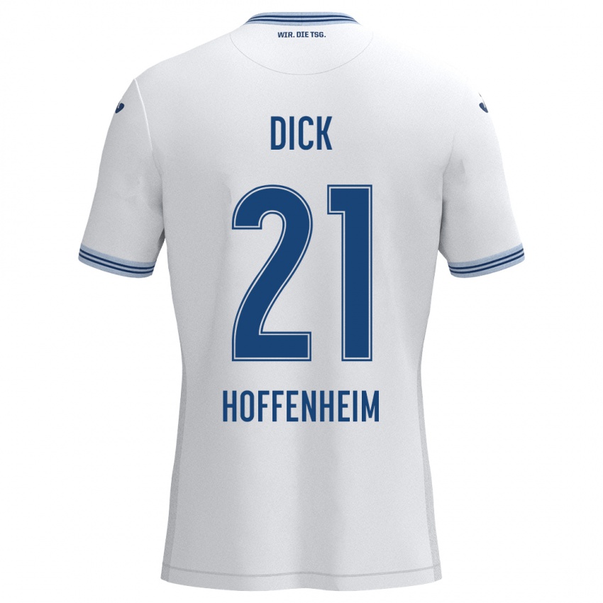 Hombre Camiseta Laura Dick #21 Blanco Azul 2ª Equipación 2024/25 La Camisa México