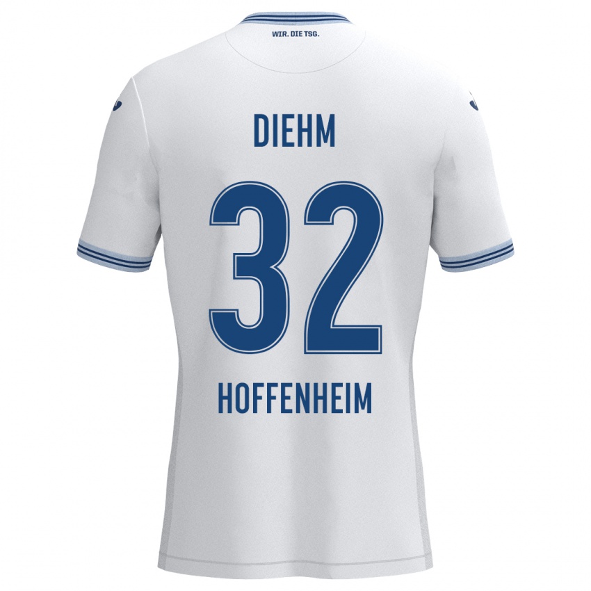 Hombre Camiseta Vanessa Diehm #32 Blanco Azul 2ª Equipación 2024/25 La Camisa México