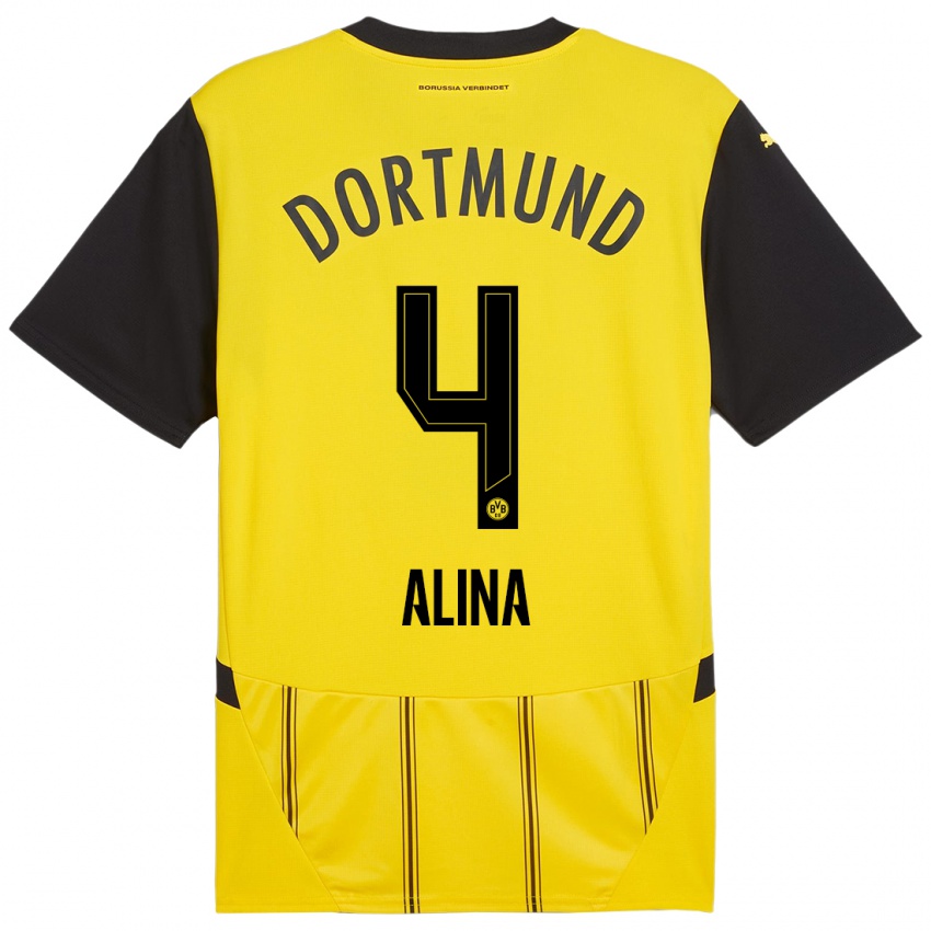 Mujer Camiseta Grijseels Alina #4 Amarillo Negro 1ª Equipación 2024/25 La Camisa México