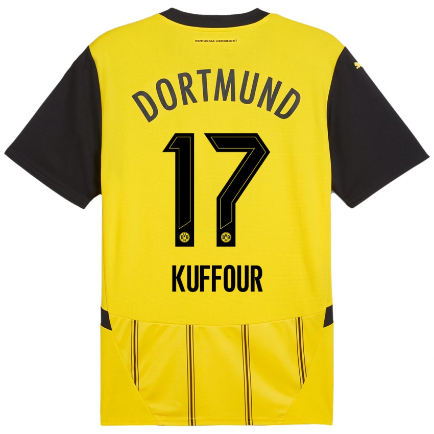 Mujer Camiseta Lloyd-Addo Kuffour #17 Amarillo Negro 1ª Equipación 2024/25 La Camisa México