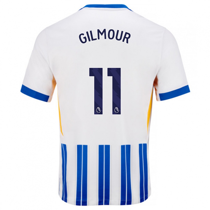 Mujer Camiseta Billy Gilmour #11 Blanco Azul Rayas 1ª Equipación 2024/25 La Camisa México