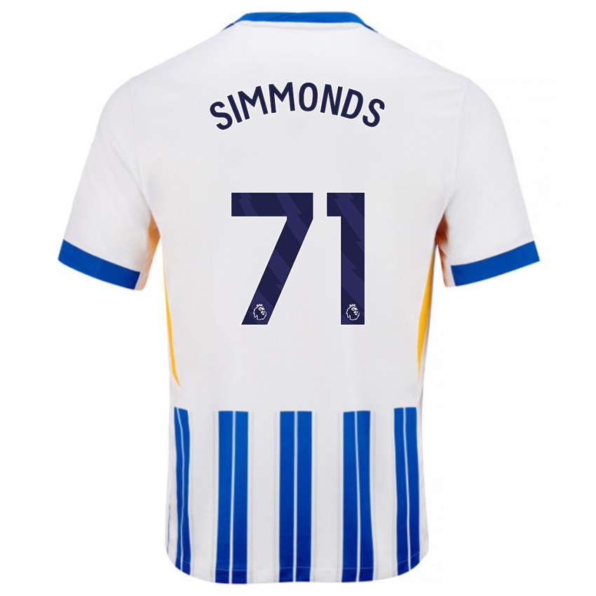 Mujer Camiseta Freddie Simmonds #71 Blanco Azul Rayas 1ª Equipación 2024/25 La Camisa México