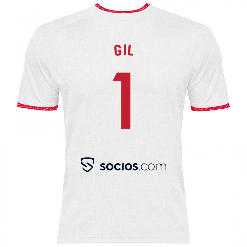 Mujer Camiseta David Gil #1 Blanco Rojo 1ª Equipación 2024/25 La Camisa México