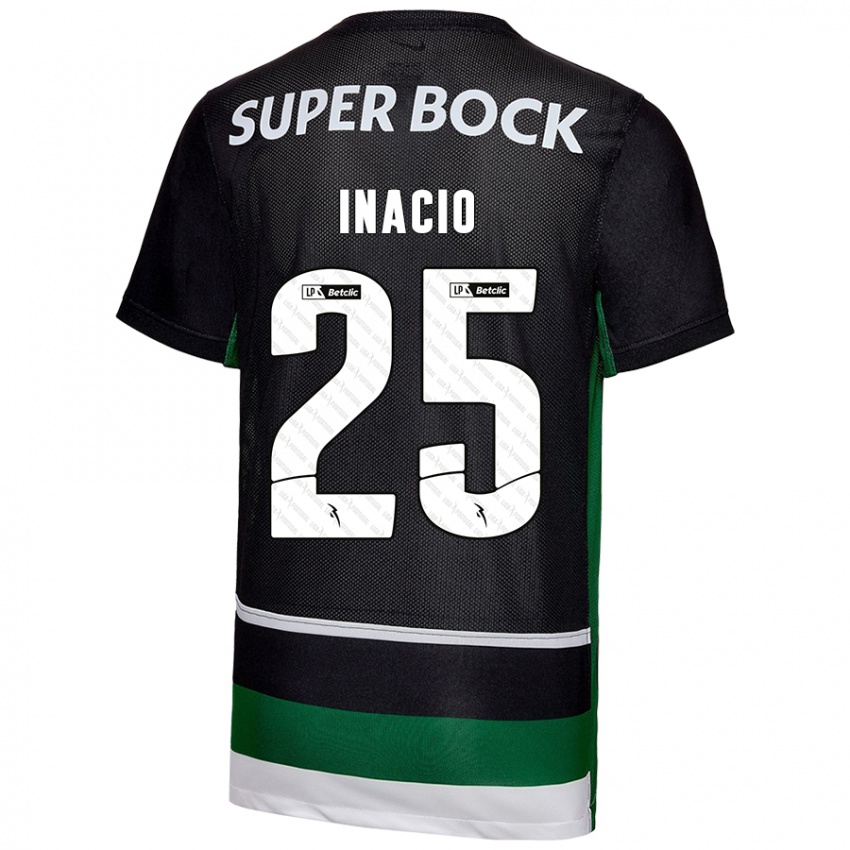 Mujer Camiseta Goncalo Inacio #25 Negro Blanco Verde 1ª Equipación 2024/25 La Camisa México