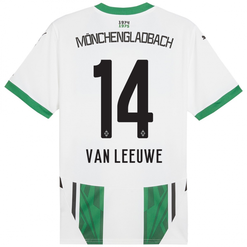 Mujer Camiseta Kyra Van Leeuwe #14 Blanco Verde 1ª Equipación 2024/25 La Camisa México