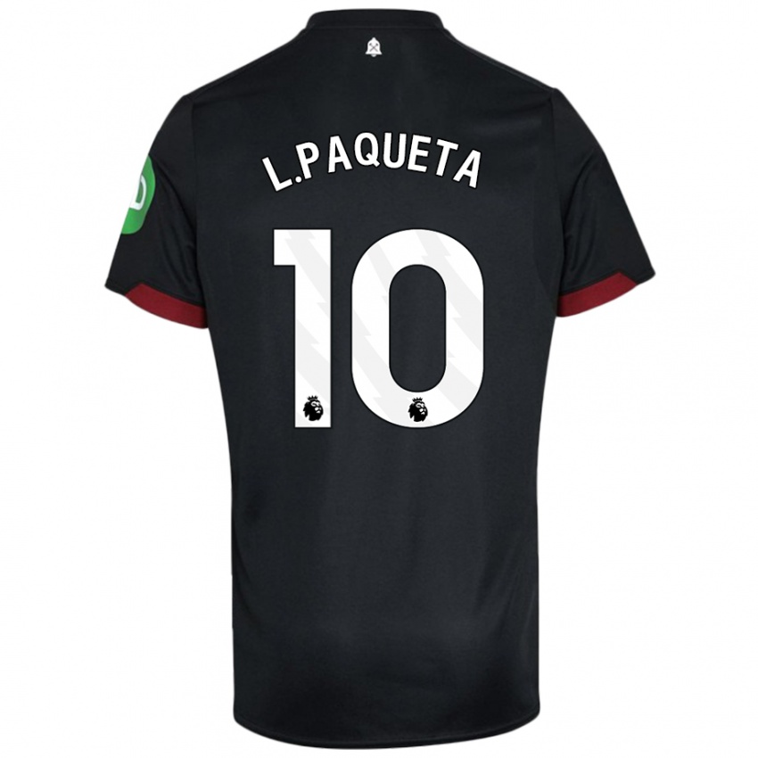 Mujer Camiseta Lucas Paqueta #10 Negro Blanco 2ª Equipación 2024/25 La Camisa México