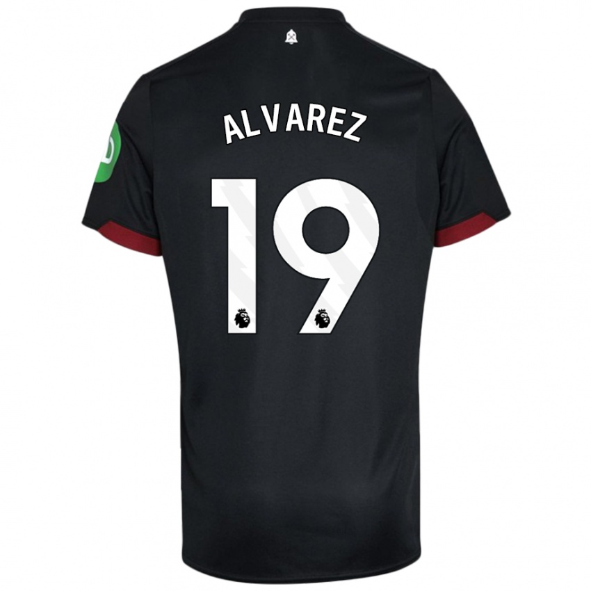 Mujer Camiseta Edson Alvarez #19 Negro Blanco 2ª Equipación 2024/25 La Camisa México