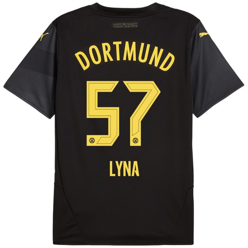 Mujer Camiseta Schwarz Lyna #57 Negro Amarillo 2ª Equipación 2024/25 La Camisa México