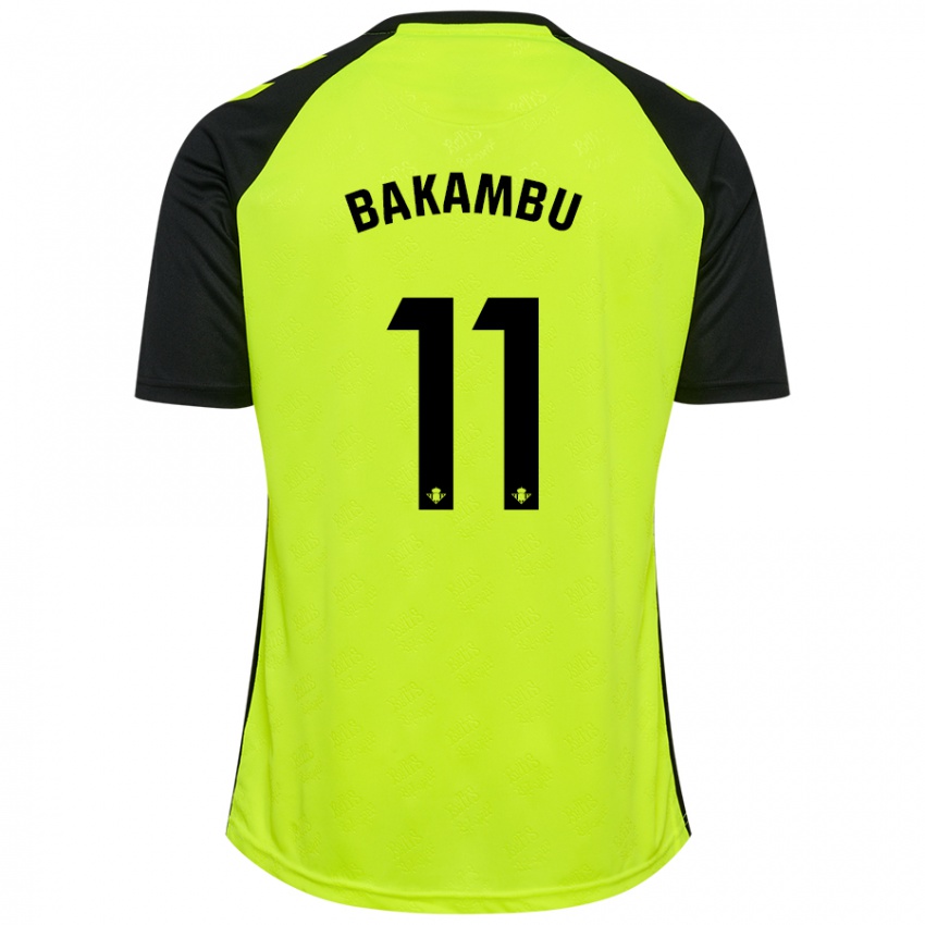 Mujer Camiseta Cedric Bakambu #11 Amarillo Fluorescente Negro 2ª Equipación 2024/25 La Camisa México