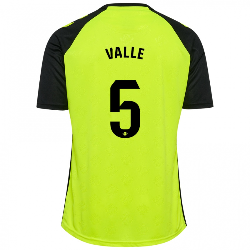 Mujer Camiseta María Valle López #5 Amarillo Fluorescente Negro 2ª Equipación 2024/25 La Camisa México