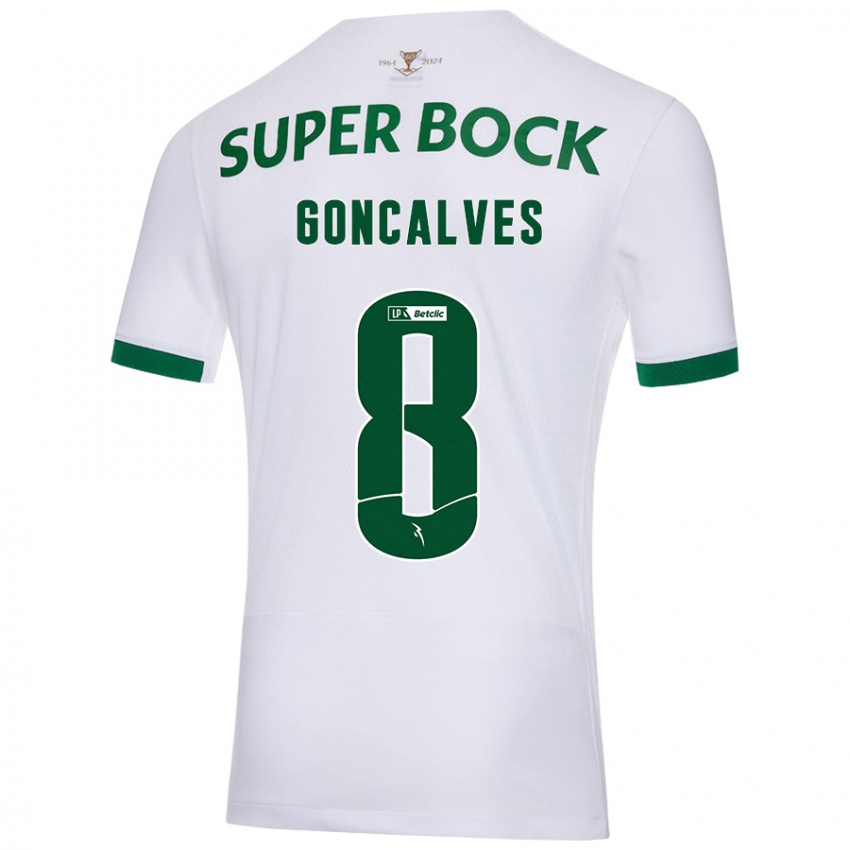 Mujer Camiseta Pedro Goncalves #8 Blanco Verde 2ª Equipación 2024/25 La Camisa México