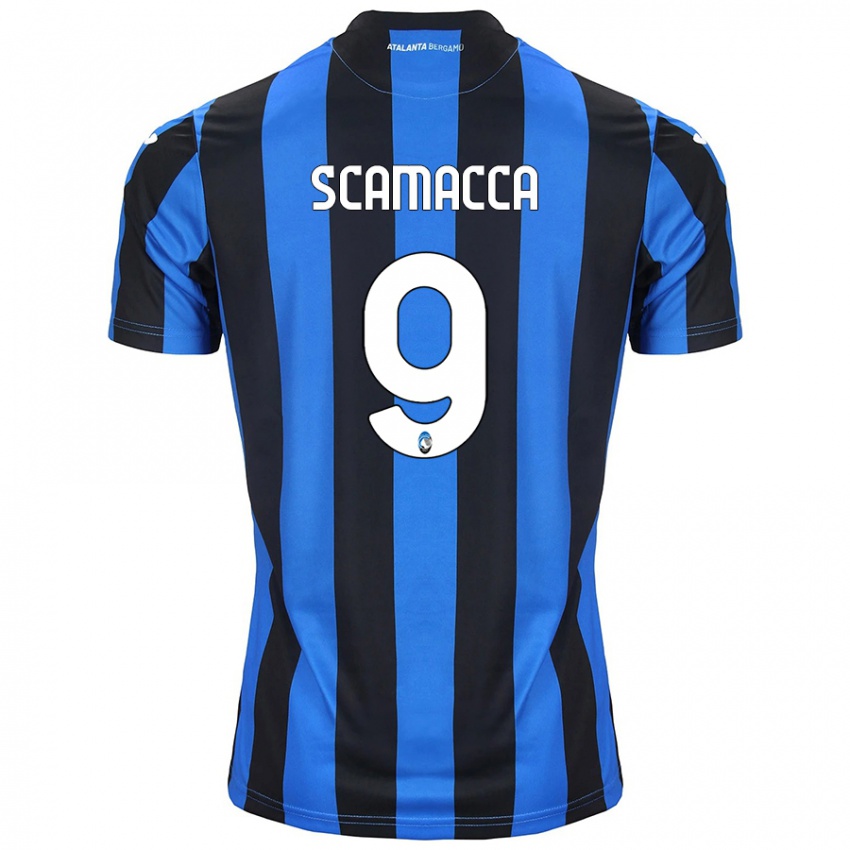 Niño Camiseta Gianluca Scamacca #9 Azul Negro 1ª Equipación 2024/25 La Camisa México