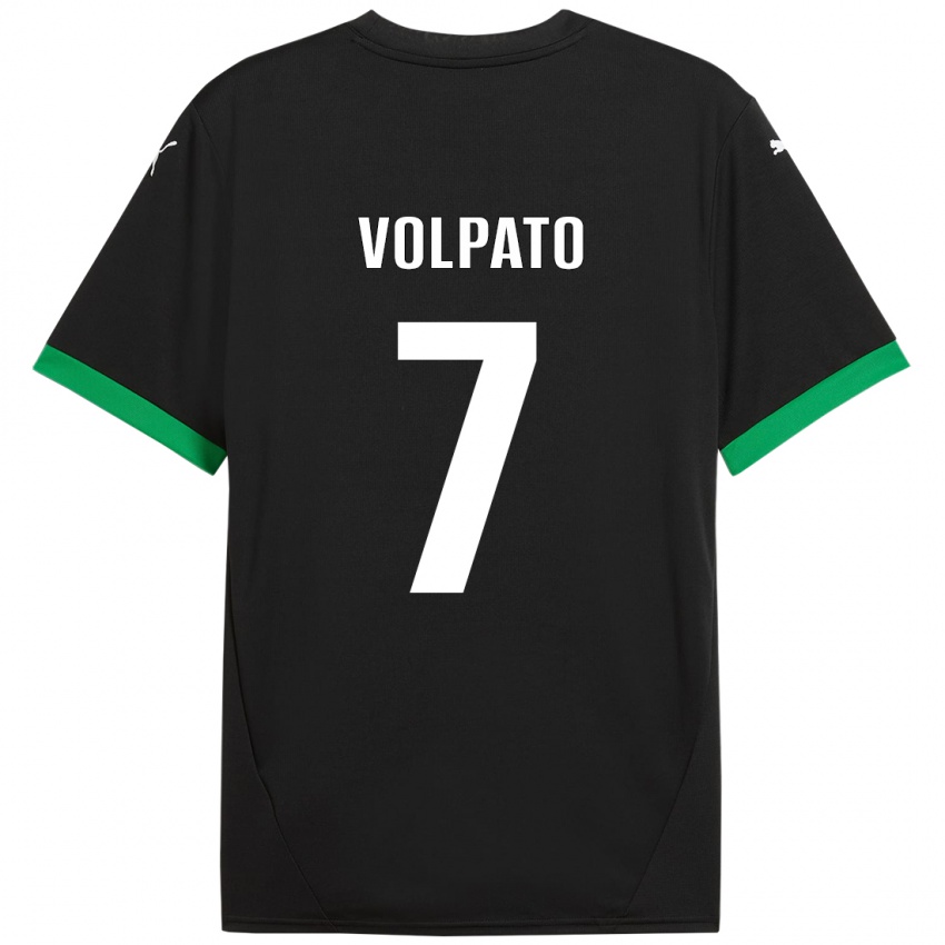 Niño Camiseta Cristian Volpato #7 Negro Verde Oscuro 1ª Equipación 2024/25 La Camisa México