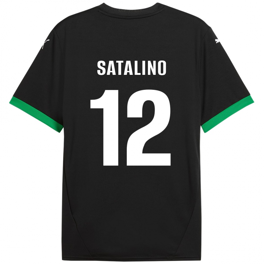 Niño Camiseta Giacomo Satalino #12 Negro Verde Oscuro 1ª Equipación 2024/25 La Camisa México