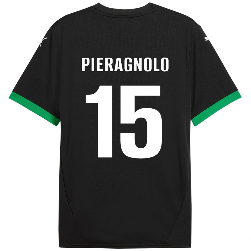 Niño Camiseta Edoardo Pieragnolo #15 Negro Verde Oscuro 1ª Equipación 2024/25 La Camisa México