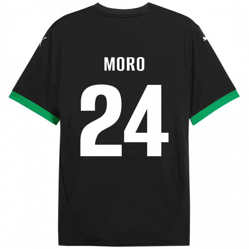 Niño Camiseta Luca Moro #24 Negro Verde Oscuro 1ª Equipación 2024/25 La Camisa México