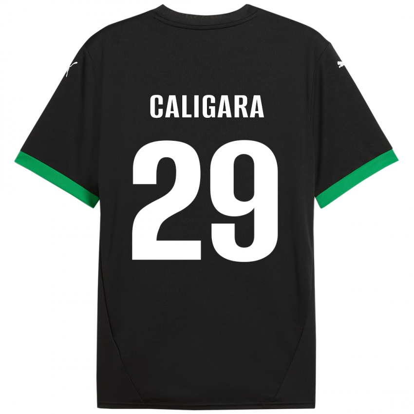 Niño Camiseta Fabrizio Caligara #29 Negro Verde Oscuro 1ª Equipación 2024/25 La Camisa México