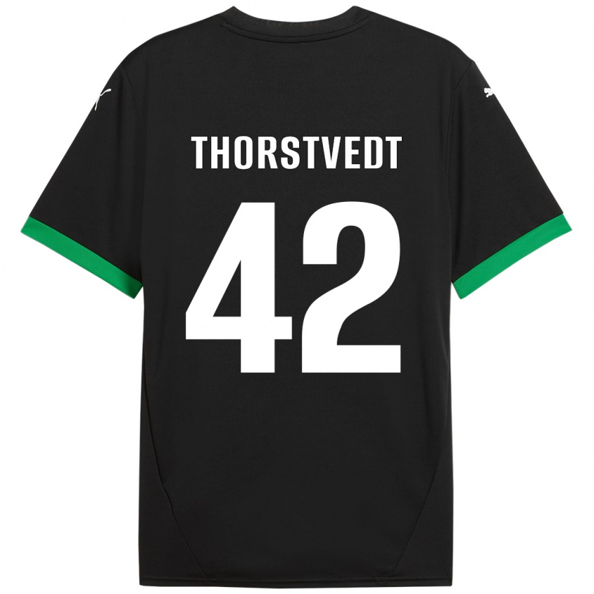 Niño Camiseta Kristian Thorstvedt #42 Negro Verde Oscuro 1ª Equipación 2024/25 La Camisa México