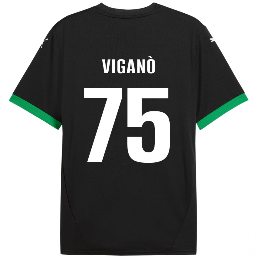 Niño Camiseta Lorenzo Viganò #75 Negro Verde Oscuro 1ª Equipación 2024/25 La Camisa México