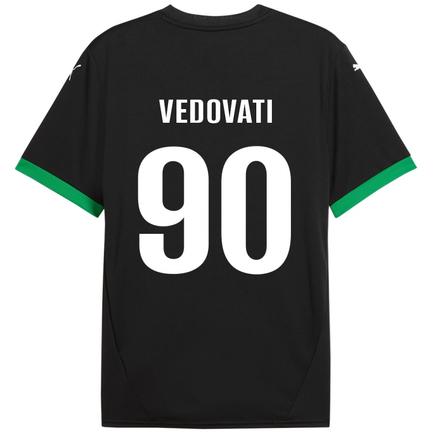 Niño Camiseta Gabriele Vedovati #90 Negro Verde Oscuro 1ª Equipación 2024/25 La Camisa México