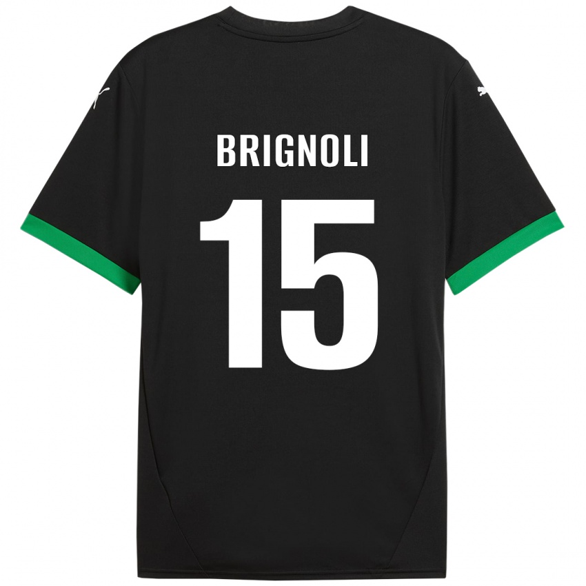 Niño Camiseta Benedetta Brignoli #15 Negro Verde Oscuro 1ª Equipación 2024/25 La Camisa México