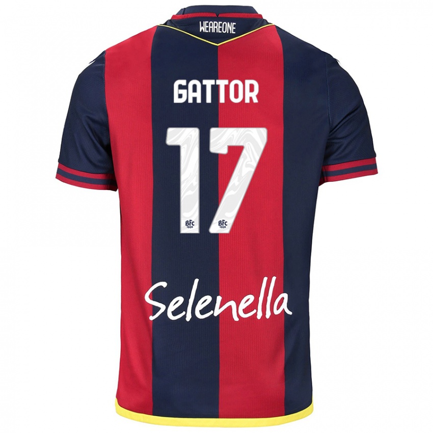 Niño Camiseta Gianluca Gattor #17 Rojo Azul Real 1ª Equipación 2024/25 La Camisa México