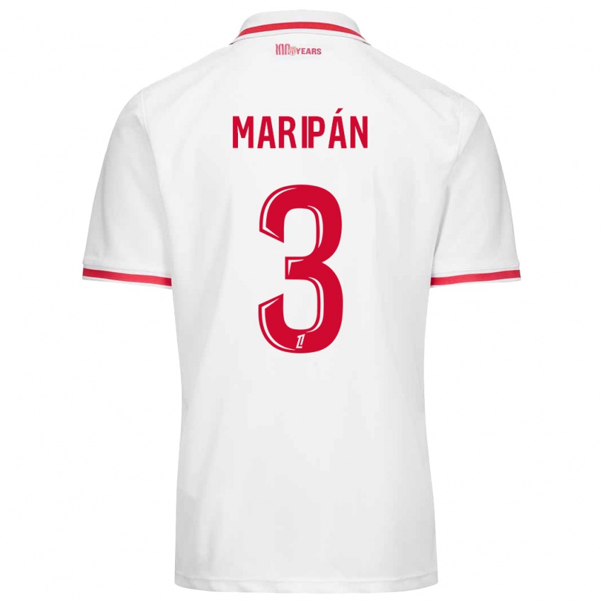 Niño Camiseta Guillermo Maripán #3 Blanco Rojo 1ª Equipación 2024/25 La Camisa México