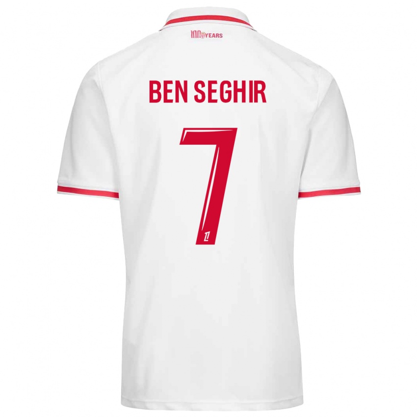 Niño Camiseta Eliesse Ben Seghir #7 Blanco Rojo 1ª Equipación 2024/25 La Camisa México