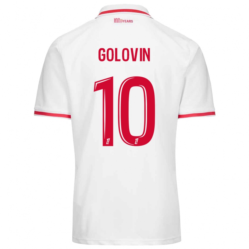 Niño Camiseta Aleksandr Golovin #10 Blanco Rojo 1ª Equipación 2024/25 La Camisa México