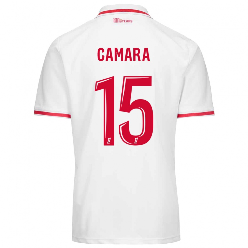 Niño Camiseta Lamine Camara #15 Blanco Rojo 1ª Equipación 2024/25 La Camisa México