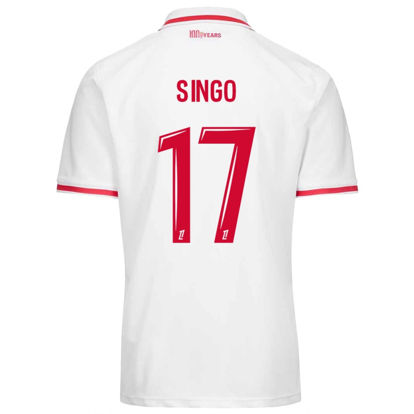 Niño Camiseta Wilfried Singo #17 Blanco Rojo 1ª Equipación 2024/25 La Camisa México