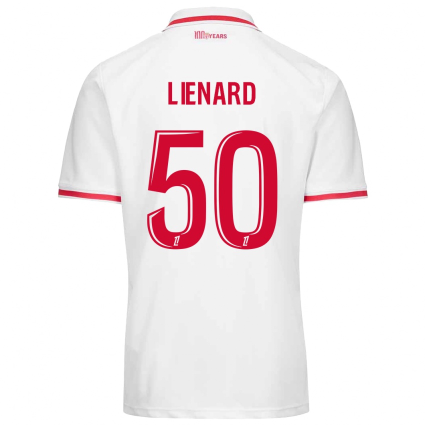 Niño Camiseta Yann Lienard #50 Blanco Rojo 1ª Equipación 2024/25 La Camisa México