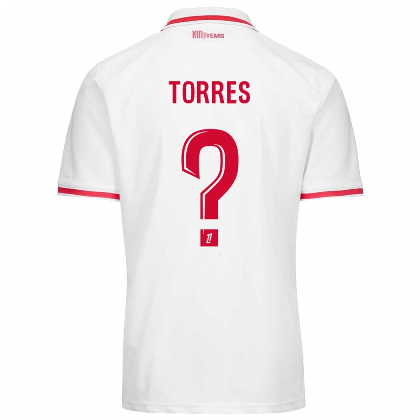 Niño Camiseta Jean Torres #0 Blanco Rojo 1ª Equipación 2024/25 La Camisa México