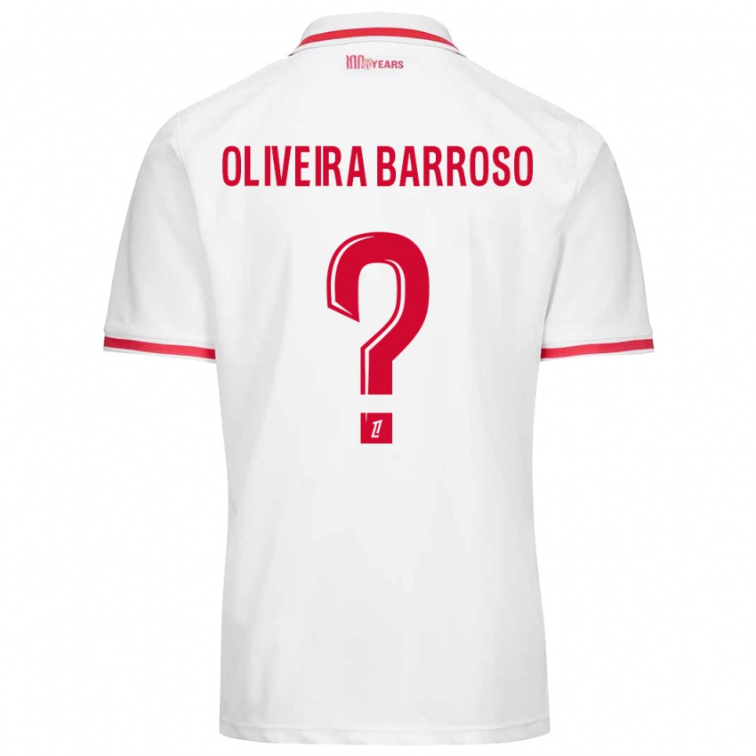 Niño Camiseta Mickael Oliveira Barroso #0 Blanco Rojo 1ª Equipación 2024/25 La Camisa México