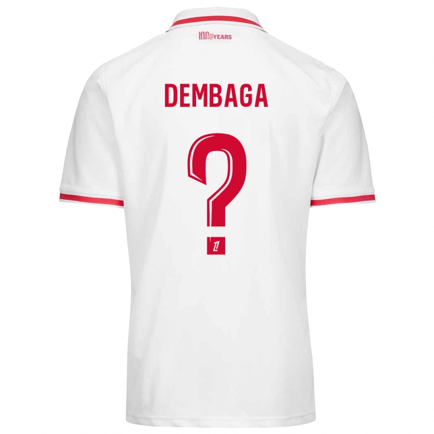 Niño Camiseta Boubakar Dembaga #0 Blanco Rojo 1ª Equipación 2024/25 La Camisa México