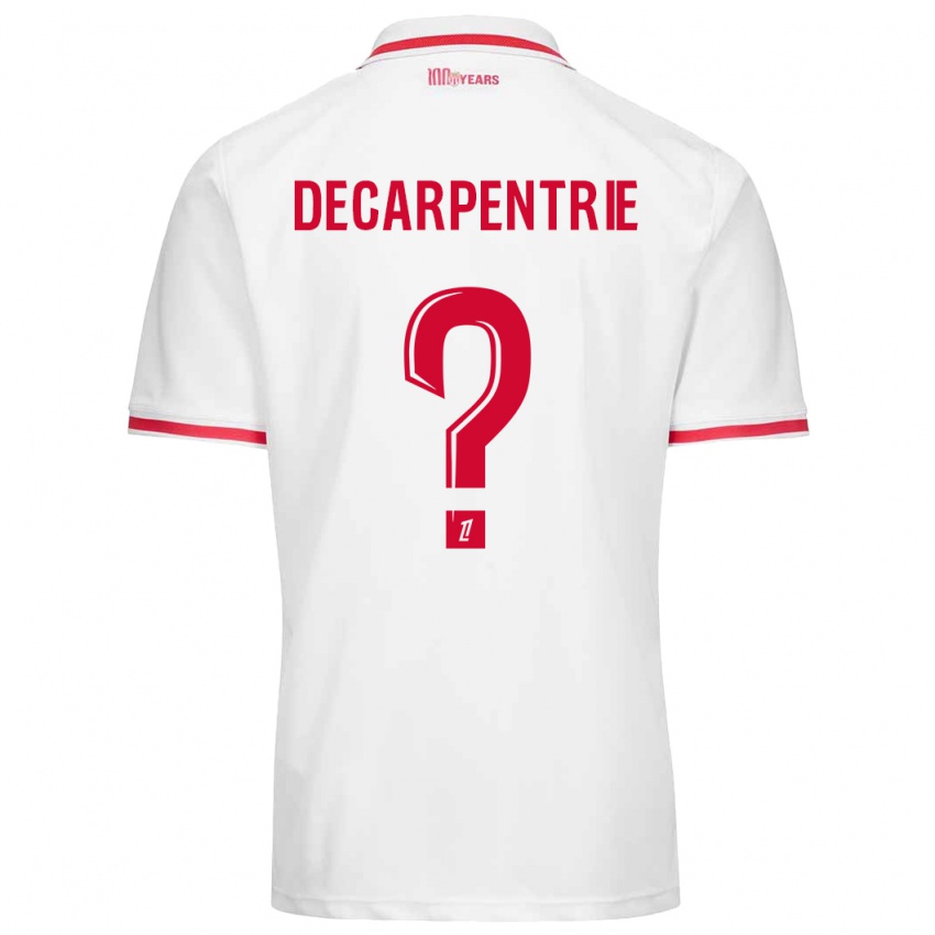 Niño Camiseta Valentin Decarpentrie #0 Blanco Rojo 1ª Equipación 2024/25 La Camisa México