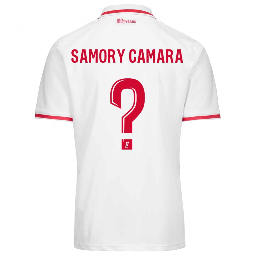 Niño Camiseta Verges Samory Camara #0 Blanco Rojo 1ª Equipación 2024/25 La Camisa México