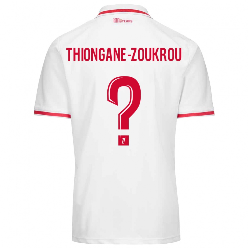 Niño Camiseta Ackah-Tidiane Thiongane-Zoukrou #0 Blanco Rojo 1ª Equipación 2024/25 La Camisa México