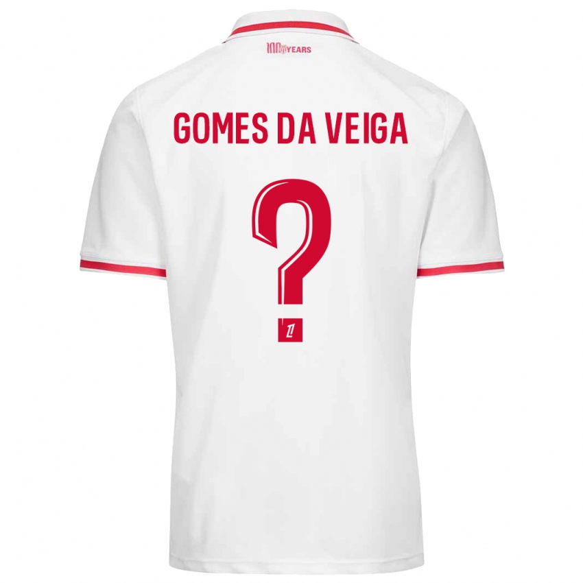 Niño Camiseta Melvin Gomes Da Veiga #0 Blanco Rojo 1ª Equipación 2024/25 La Camisa México