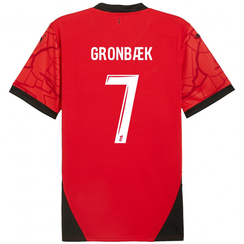 Niño Camiseta Albert Grønbaek #7 Rojo Negro 1ª Equipación 2024/25 La Camisa México