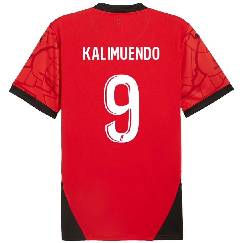 Niño Camiseta Arnaud Kalimuendo #9 Rojo Negro 1ª Equipación 2024/25 La Camisa México