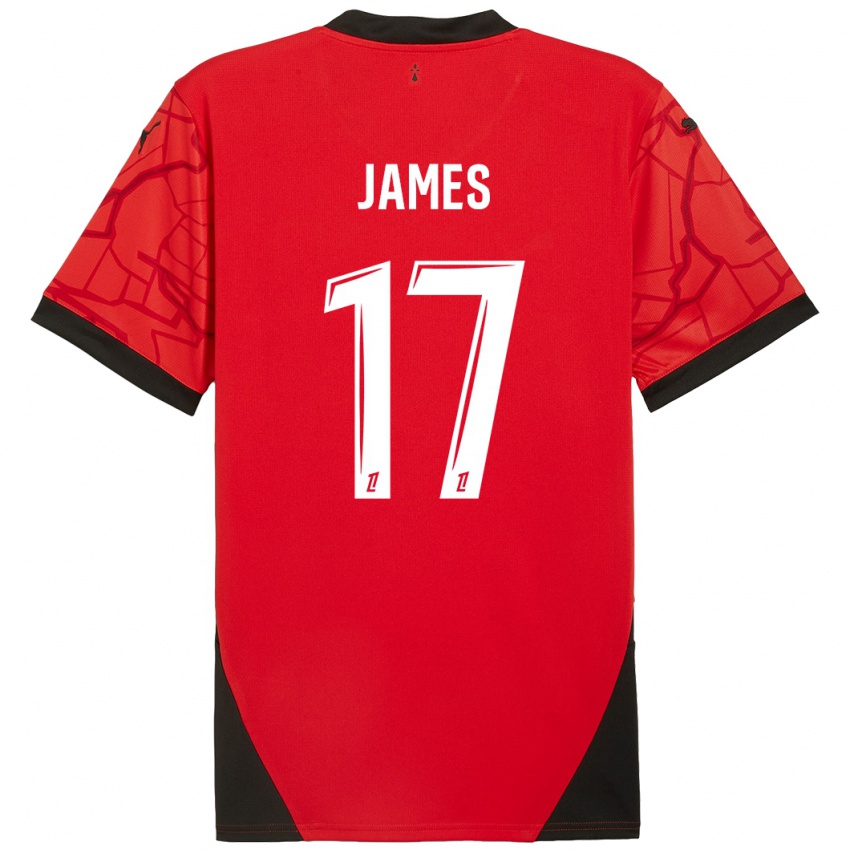 Niño Camiseta Jordan James #17 Rojo Negro 1ª Equipación 2024/25 La Camisa México