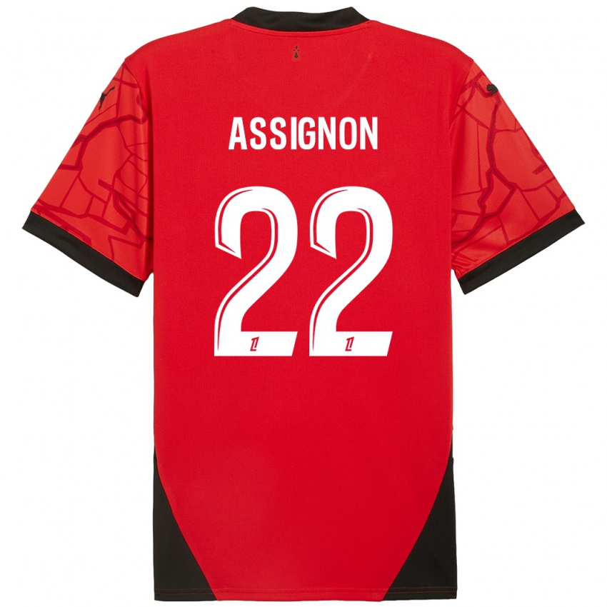 Niño Camiseta Lorenz Assignon #22 Rojo Negro 1ª Equipación 2024/25 La Camisa México