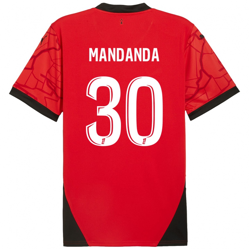 Niño Camiseta Steve Mandanda #30 Rojo Negro 1ª Equipación 2024/25 La Camisa México